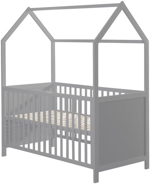 roba Hausbett 70 x 140 cm - Babybett in Hausoptik - Höhenverstellbar - Umbaubar - Holz taupe
