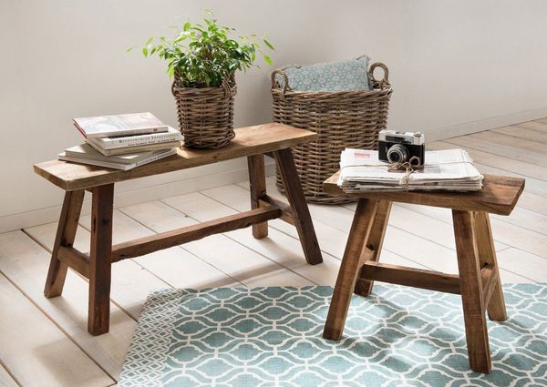 More2Home Sitzbank Deko-Bank, RANCH-S, Teakholz, 50 cm breit