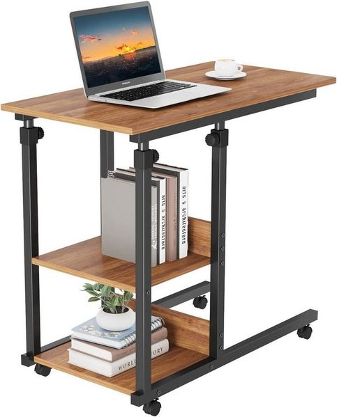 Dripex Beistelltisch Schreibtisch mit Rollen Computertisch Höhenverstellbar Laptoptisch