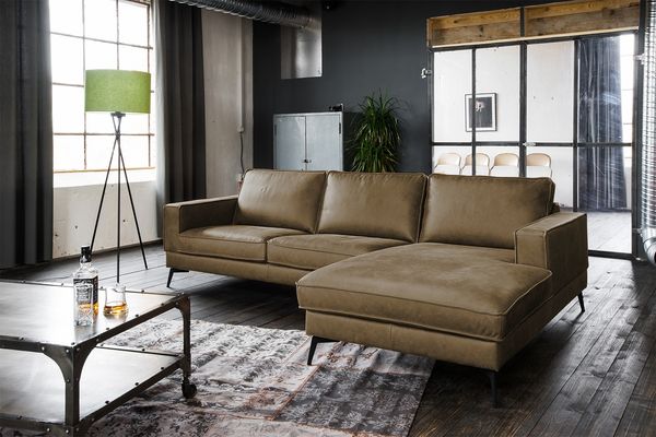 KAWOLA Sofa BLOOM Ecksofa Leder camel Recamiere rechts 84 x 177 x 276 cm