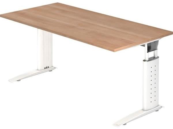 Schreibtisch US16 C-Fuß 160x80cm Nussbaum Gestellfarbe: Weiß