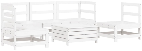 vidaXL 6-tlg. Garten-Sofagarnitur Weiß Massivholz Kiefer 3250713