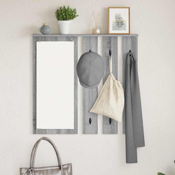 vidaXL Wandmontierter Kleiderständer Grau Sonoma 84 x 10 x 80 cm 874496