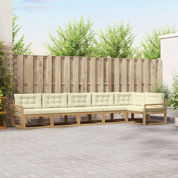 vidaXL Outdoor-Sofagarnitur mit Kissen 4 pcs Weiß und Creme Polyester 3386514