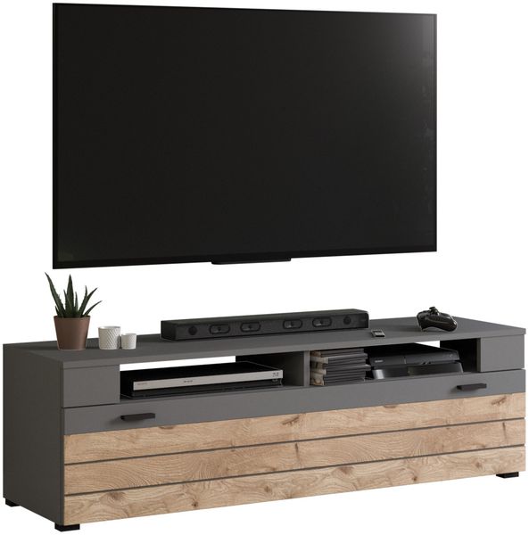 Xonox 'Freno' Lowboard, Holzwerkstoff grau / nox eiche, 140 x 40 x 43 cm