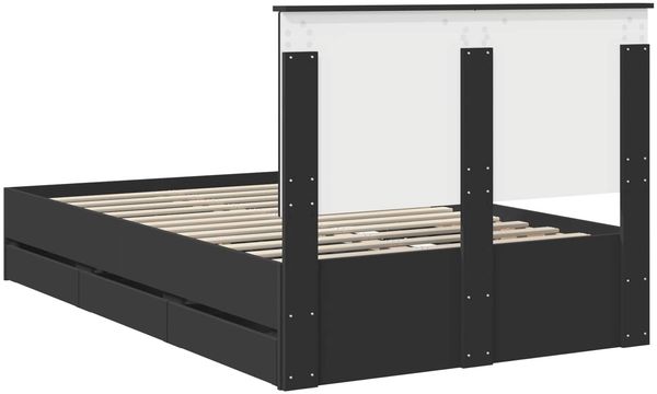 vidaXL Bettrahmen mit Schubladen Schwarz 120 x 190 cm Ingenieurs Holz 3409476 Bild 10