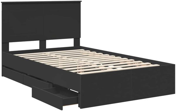 vidaXL Bettrahmen mit Schubladen Schwarz 120 x 190 cm Ingenieurs Holz 3409476 Bild 5