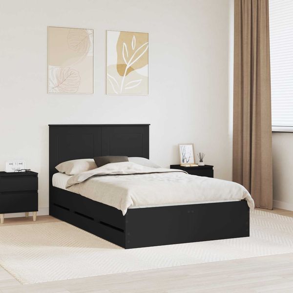 vidaXL Bettrahmen mit Schubladen Schwarz 120 x 190 cm Ingenieurs Holz 3409476