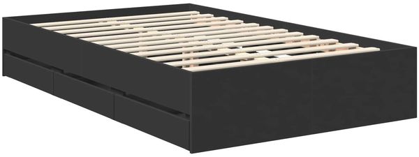 vidaXL Bettrahmen mit Schubladen Schwarz 120 x 190 cm Ingenieurs Holz 3409476 Bild 6