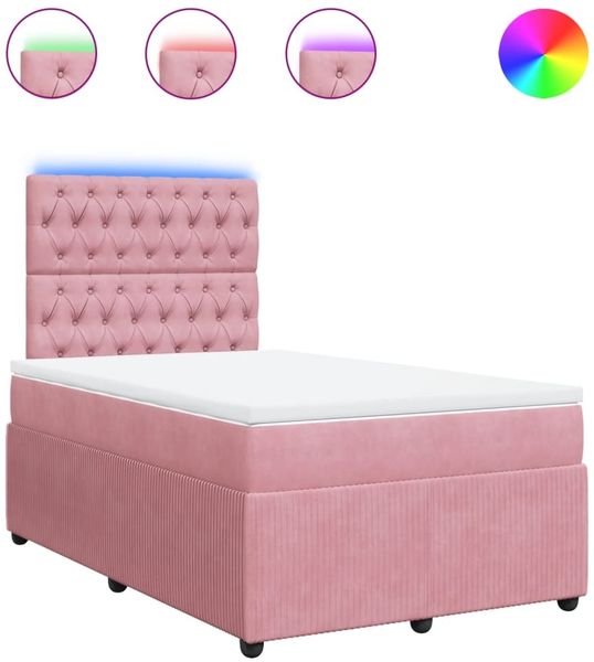 vidaXL Boxspringbett mit Matratze Rosa 120x190 cm Samt 3294597 Bild 2