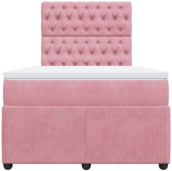 vidaXL Boxspringbett mit Matratze Rosa 120x190 cm Samt 3294597 Bild 6