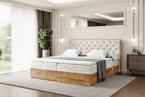 ALTDECOR Boxbett LOLLI3 (Multipocket-Matratze H4, H3 Matratze Bonellfederung, Topper, Kopfteil)