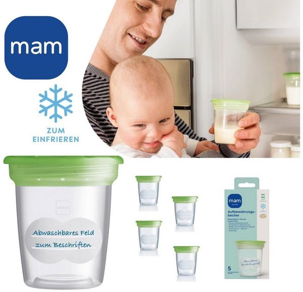 MAM Auffangbehälter für Muttermilch und Babynahrung, Kunststoff, auch zum Einfrieren geeignet