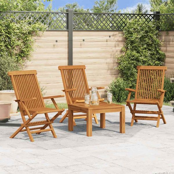vidaXL Gartenstühle 3 Stk. Massivholz Teak 312277