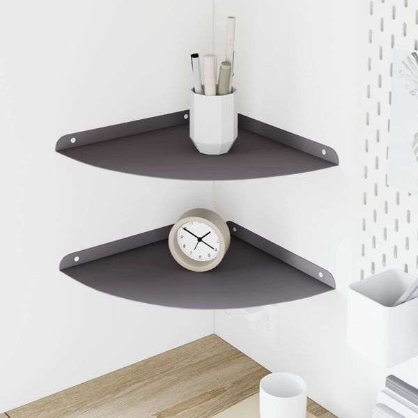 vidaXL Eckregal zum Schweben mit Regal 2 pcs Schwarz 30 x 30 x 2 cm 8004110