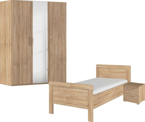 rauch Schlafzimmer-Set Komplettschlafzimmer Schlafzimmer EVELYN, (Set, 3-tlg, inkl. SOFT-CLOSE-FUNKTION), Schrank und Bett in 2 Breiten, Nachttisch 2 Schubladen MADE IN GERMANY