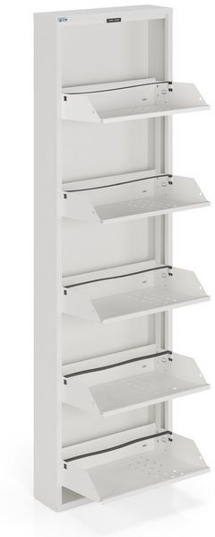 Kaufexpress GmbH Schuhschrank Metall-Schuhregal „Dublin“ mit 4/5 Klappen, Modernem Lochmuster Platzsparender Schuhschrank aus Metall mit moderner Front“