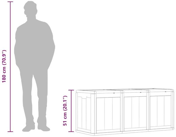 vidaXL Garten-Aufbewahrungsbox 270 L Braun PP-Holzoptik 151232 Bild 12