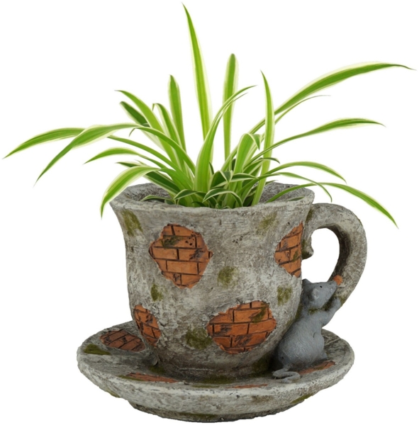 abc HOME Blumentopf Pflanzentopf Tasse, Ziegelsteinoptik, Für Außenbereich geeignet