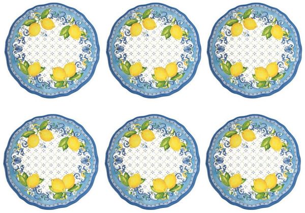 EasyLife Speiseteller Sorrento, Spülmaschinengeeignet, Mehrfarbig, Zitronen, H: 1cm