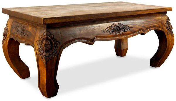 livasia Opiumtisch livasia Opiumtisch, Couchtisch mit Schnitzerei, Akazie 80x40x35cm