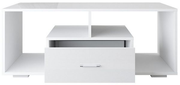SONNI Couchtisch Couchtisch Kaffeetisch Wohnzimmertisch weiss hochglanz 100x55x40cm, mit Schublade und offenen Ablagefächern, inkl. Soft-Close Funktion