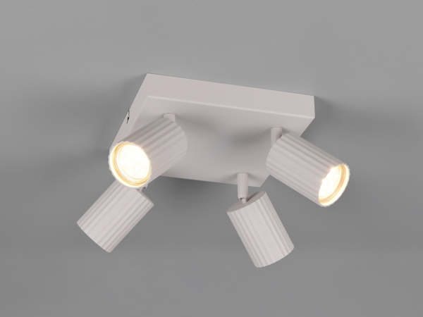 Deckenstrahler SOKA 4-flammig aus Metall Hellgrau, Quadrat 20cm