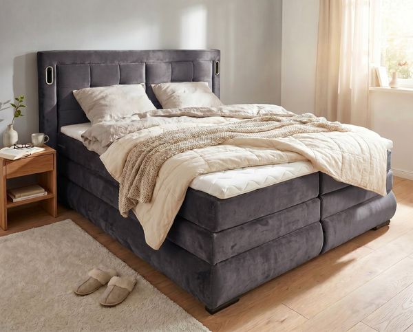 OTTO home Boxspringbett MIVVA inkl. Bettkasten & Topper, Komfortliegehöhe: 67cm, Breite: 180cm, in H3, H4 oder Hmix H3/H4, wahlweise mit oder ohne LED-Leuchten