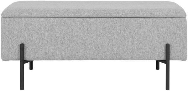 Truhenbank >Watford< in Hellgrau, Stoff - 95x46x36,5cm (BxHxT)