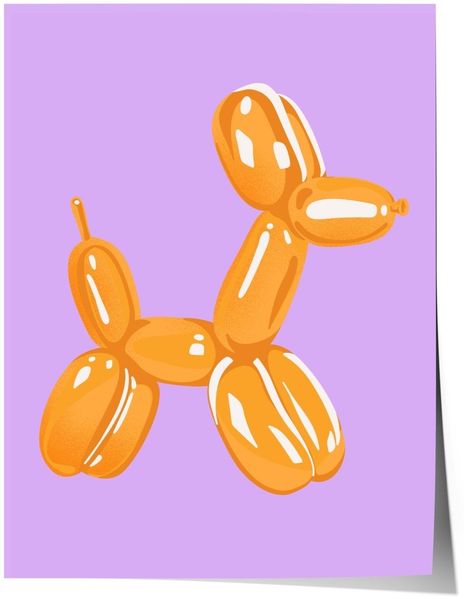 Orange Balloon Dog Poster · Pop Art Hund Illustration · Moderne Minimalistische Wandkunst · Print ohne Rahmen - 60x90cm