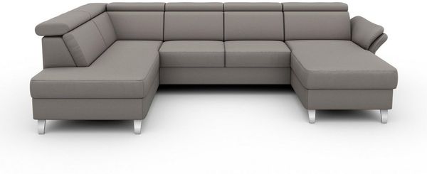 sit&more Wohnlandschaft Vincenzo U-Form, inklusive Kopfteilverstellung, wahlweise mit Bettfunktion, Bettkasten