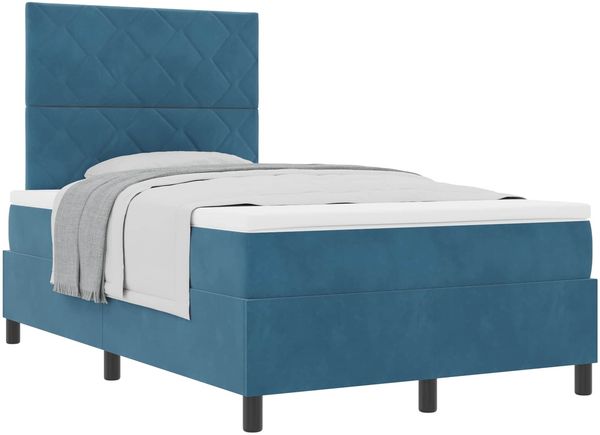 vidaXL Boxspringbett mit Matratze Dunkelblau 120 x 200 cm Samt 3339894 Bild 2