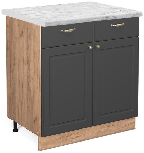 Küchenunterschrank Fame-Line Anthrazit-Gold 80 cm , AP Marmor Vicco