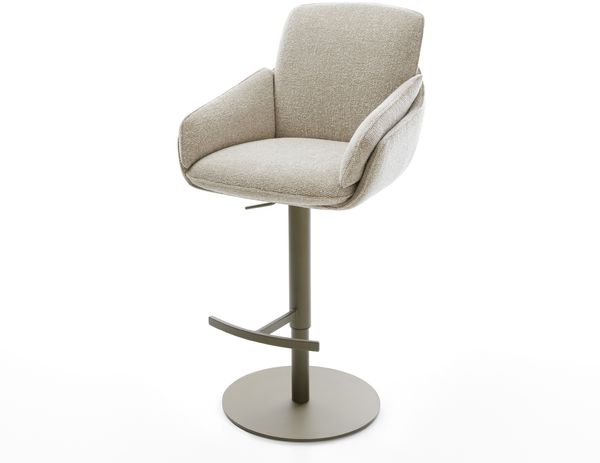 Barstuhl Luan-Flex Webstoff Soft Beige Drehfuß höhenverstellbar Metall Titanfarben
