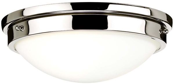 Deckenleuchte, Stahl Glas Edelstahl, Nickel, D 31,8 cm