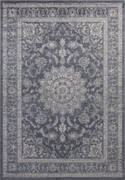 Orientalischer Samt Teppich Täbris - 160x230x0,3cm - antrazit, silber