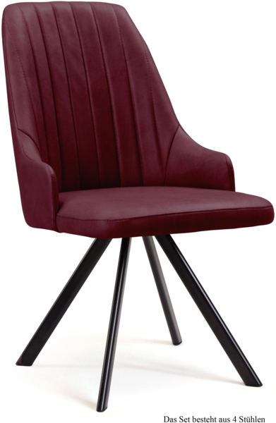 Esszimmerstuhl drehbar (4er-Set) Devyn 52 x 91 x 60 Schwarz/Marsala