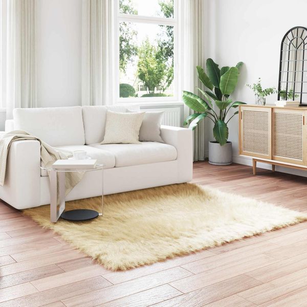 vidaXL Teppich aus Kunstschaffell TAFALLA Creme 160 x 160 cm Polyester 42021510