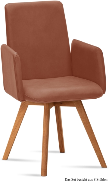 Armlehnstuhl (8er-Set) Dilys 52x92x60 Eiche geölt/Cognac