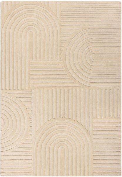 FLAIR RUGS Wollteppich Zen Garden, modern & mit Linien, Höhe: 10 mm, 100% Wolle, Hoch-Tief-Effekt, auch als Läufer und in Rund erhältlich