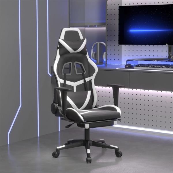 vidaXL Gaming-Stuhl mit Fußstütze Schwarz und Weiß Kunstleder 3143681