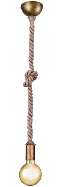 Rustikales LED Schnurpendel aus Hanfseil mit Knoten, Höhe 150cm Bild 2