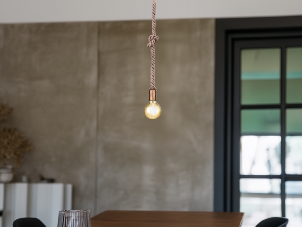 Rustikales LED Schnurpendel aus Hanfseil mit Knoten, Höhe 150cm Bild 4