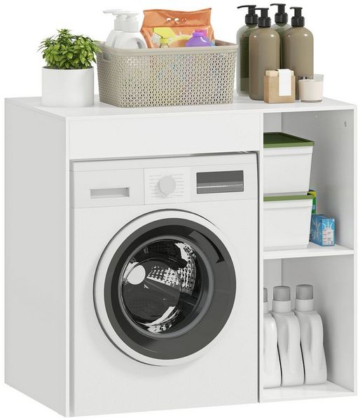 HOMCOM Waschmaschinenumbauschrank mit offenen Ablagefächern (Überbauschrank für Waschmaschine, 1-St, Badschrank) für Badezimmer, Toilette 90x60x90,5 cm, Weiß
