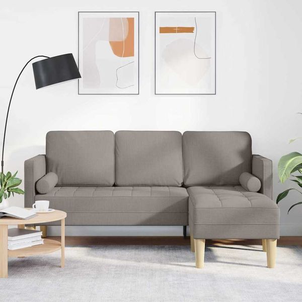 Sofa Set, Wohnzimmer Couch mit Kissen Taupe Polyester