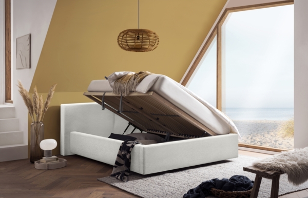 Polsterbett >Cube mit BK< Liegefläche 140x200cm, weiß, Stellmaß: 180x82x227cm (BxHxT) Bild 2