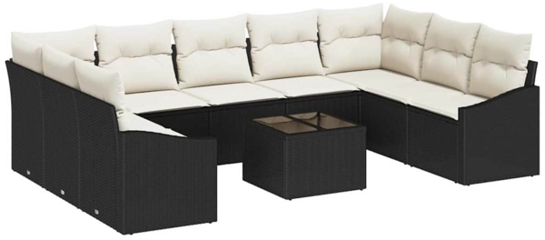 vidaXL Sofa Set mit Kissen 10 pcs Schwarz Poly Rattan 3346887