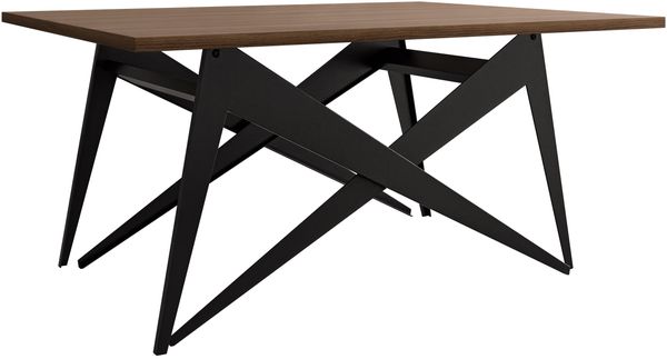2-in-1 Couchtisch und Esstisch Xorkol (Farbe: Schwarz / Nuss Franklin Tobacco)
