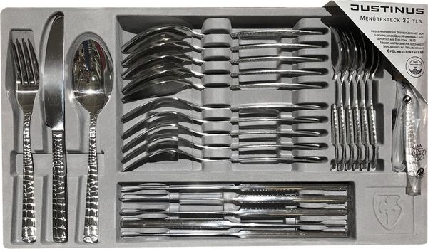 Justinus Besteckset 'Croco' 30 teilig,Design Krokodilhaut, Edelstahl 18 / 10 Silber