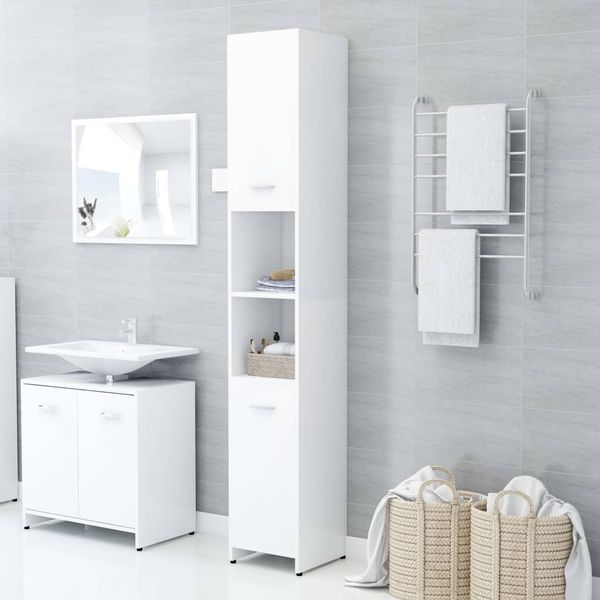 vidaXL Badezimmerschrank Weiß 30 x 30 x 183,5 cm Spanplatte [802597]